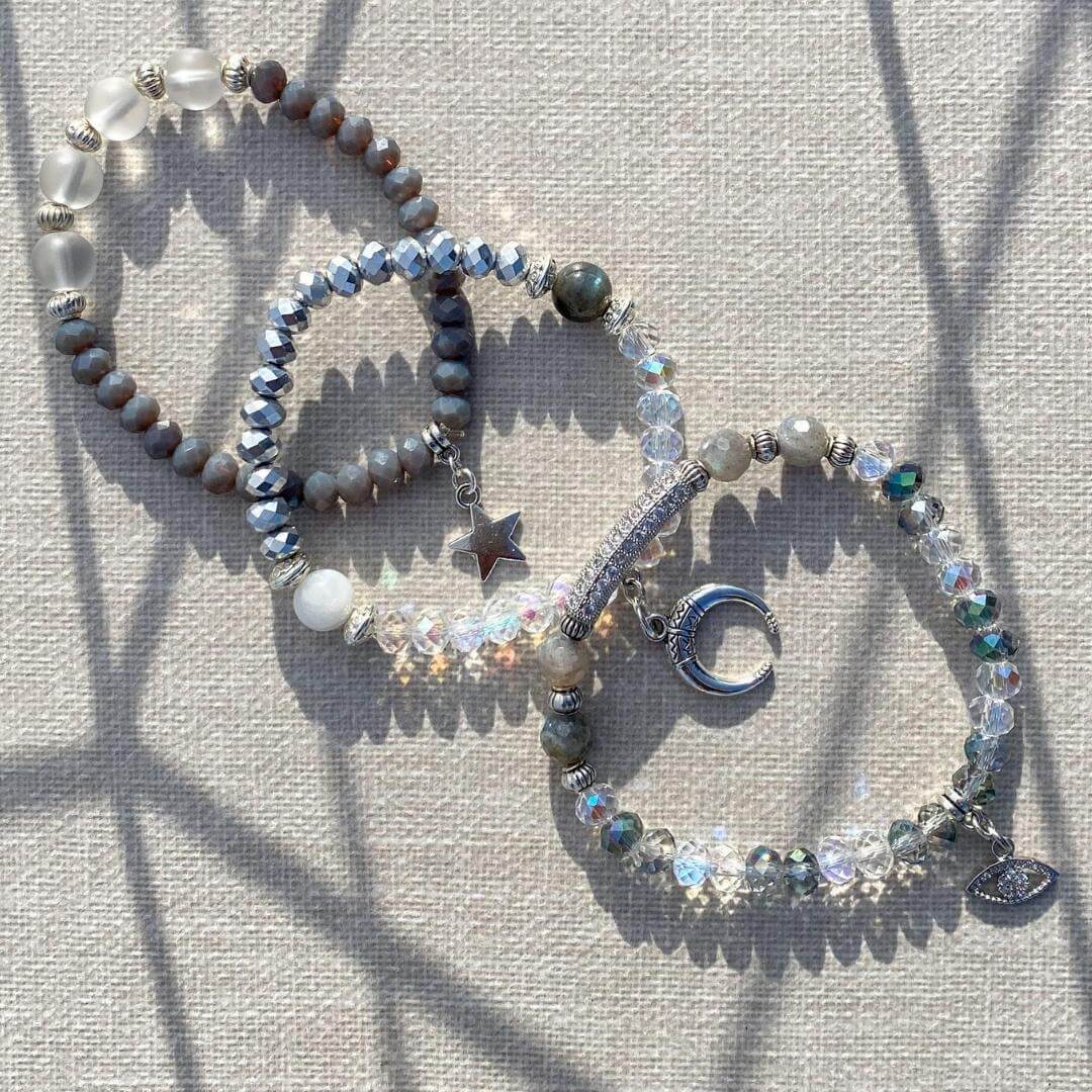 Deflection & Protection (Stack of 3)| LABRADORITE, MOONSTONE, QUARTZ